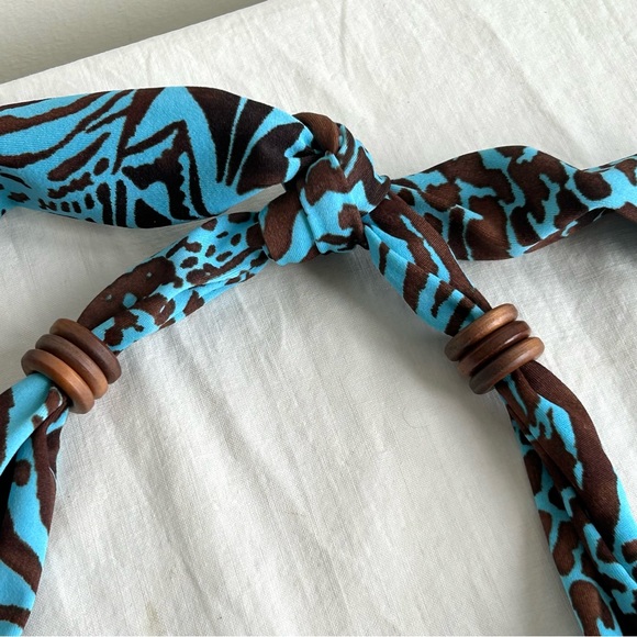 Leilani One Piece Animal Print Geometric Wood Beads Swim Suit - Picture 7 of 13